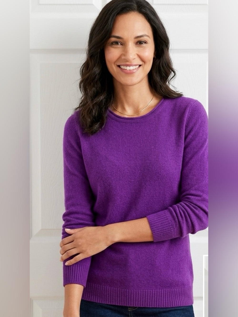 Talbots 100% Cashmere Sweater Women’s MP Medium Petite Purple Long Sleeve